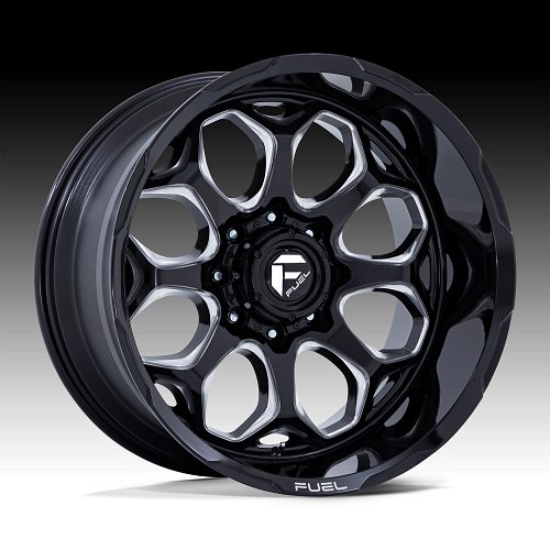 Fuel Scepter FC862BE Gloss Black Milled Custom Truck Wheels 1